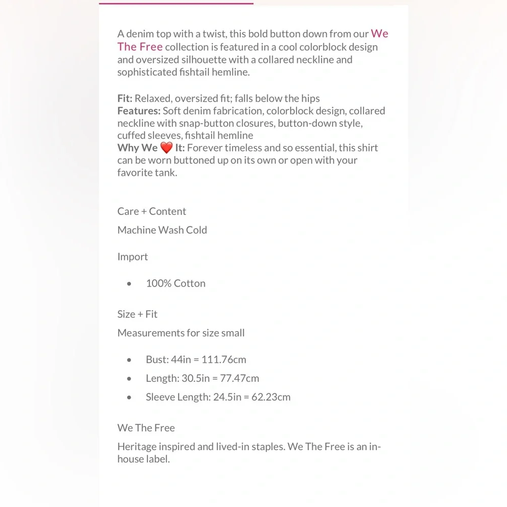 NWT We the Free Moto Colorblock shirt - Picture 10 of 10